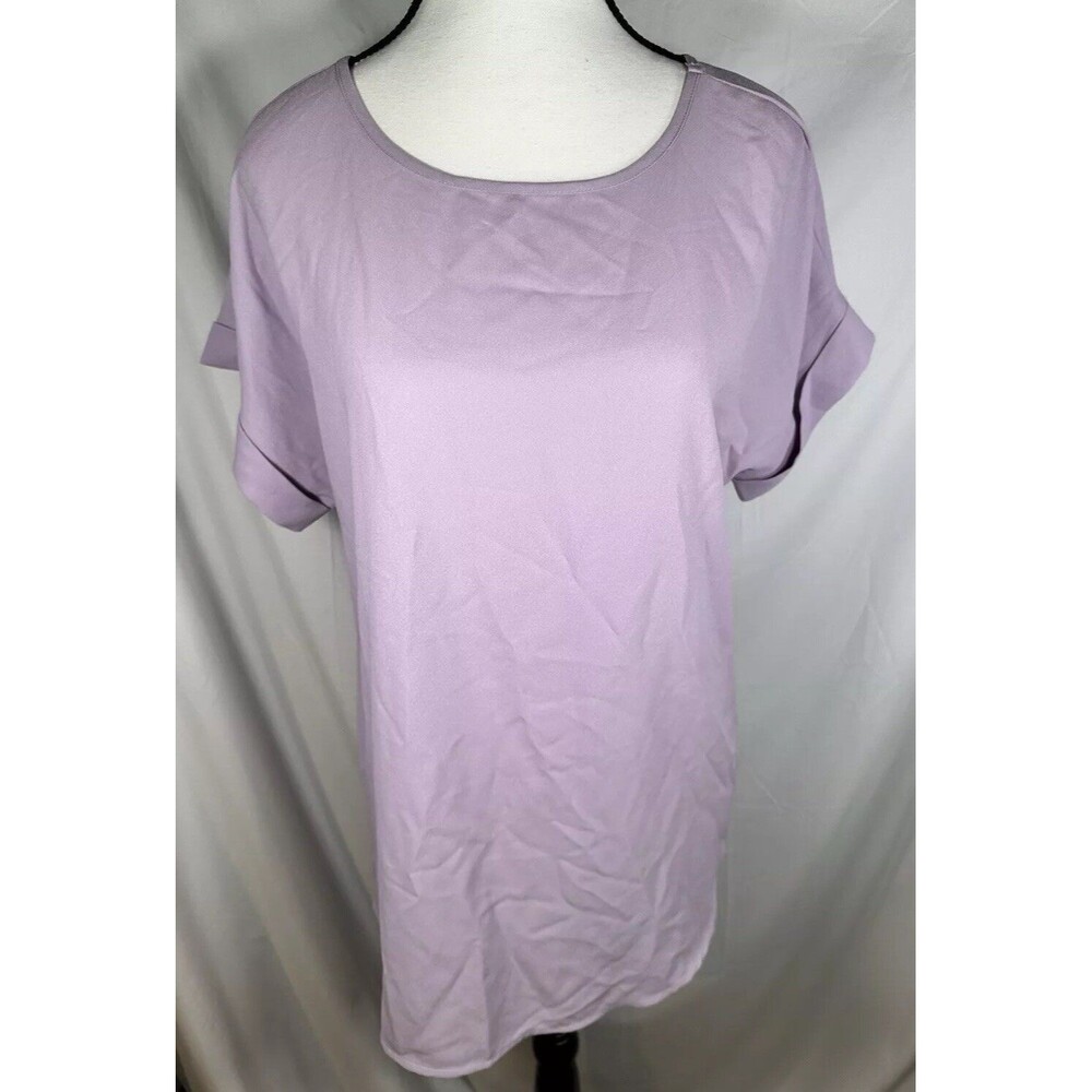 Zenana Outfitters Crepe Blouse Oversized Size Small Purple Cuffed Sleeves
